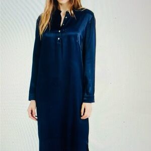 DONNI. Satiny Mandarin Navy Blue Dress